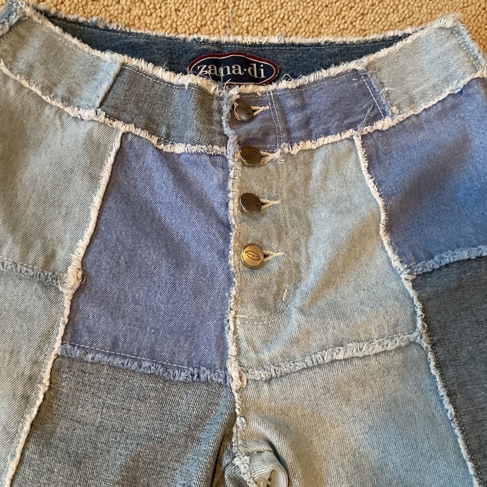Women’s Zana Di Patchwork Vintage Retro jeans Size 9-10 Button Fly - Picture 2 of 6